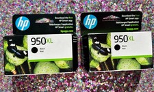 Lot of 2 Genuine HP 950XL Black Ink Cartridges OEM Expires 2027
