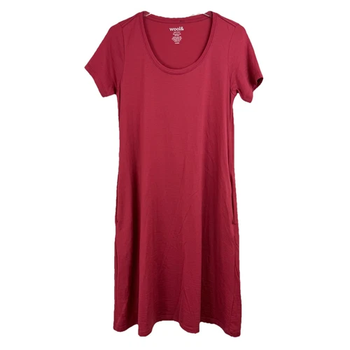 NEW WOOL& WOOL AND Maggie Swing Dress Coral Red Merino Women S LONG Outdoor Hike