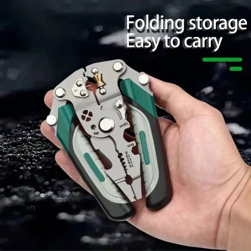 Foldable Wire Stripper Crimper Tool Multi-Function Pliers for Electricians DIY