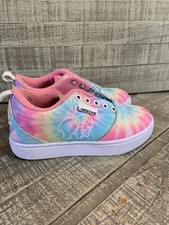 Heelys Ivory Ella Skate Shoes Youth Size 1 Rainbow Tie Dye Canvas No Wheels Nice