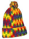 Rainbow Hand Knit Beanie Crochet Winter Hat Size Large Adult Unisex Double Fold — photo 2