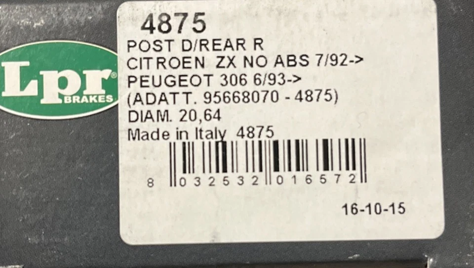 Peugeot 306 98 Onwards Citroen ZX 92 Onwards LPR 4875 Wheel Brake Cylinder - Image 2 of 3