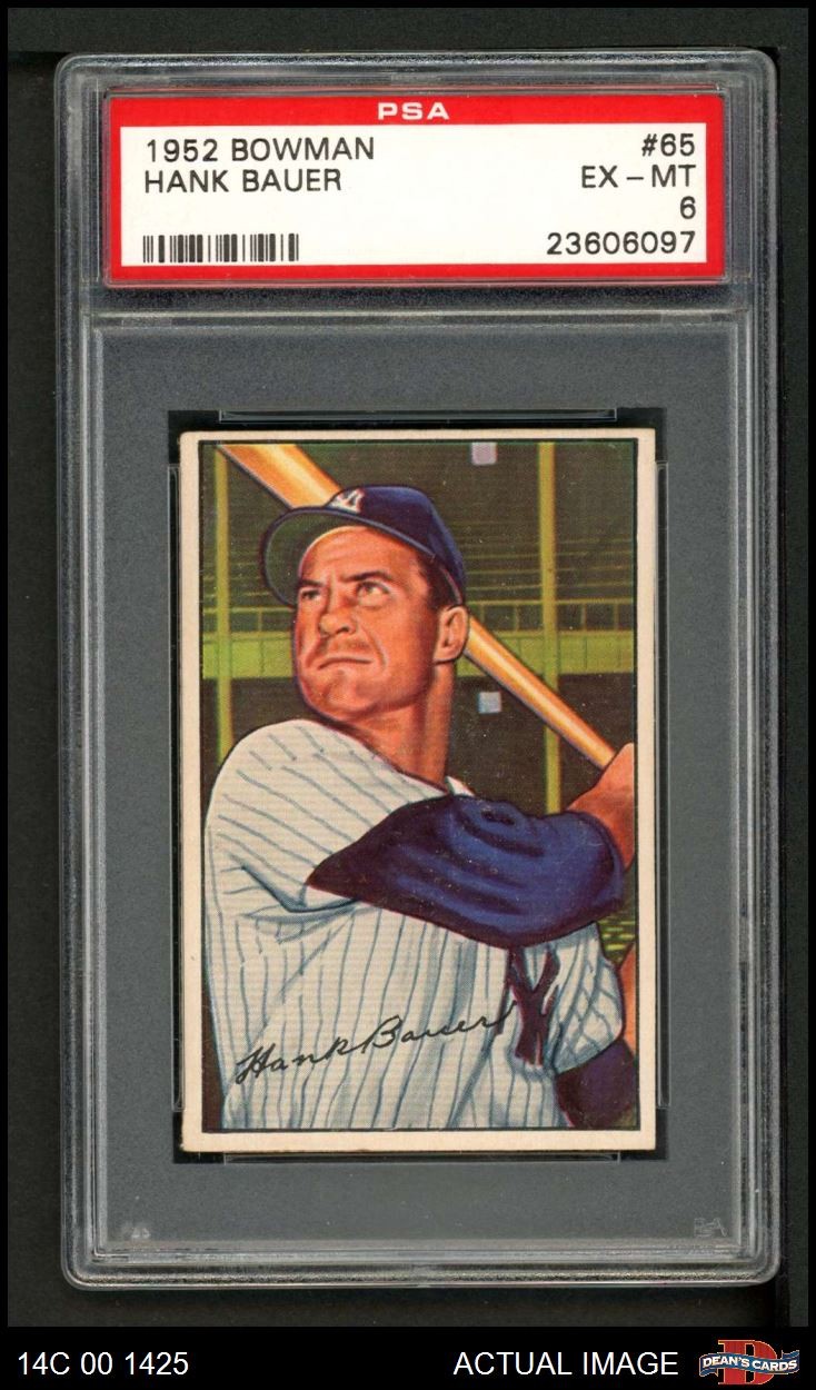1952 Bowman #65 Hank Bauer Yankees PSA 6 - EX/MT