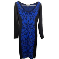 Derek Heart Misses Sweater Dress Size SMALL Blue/Black Long Sleeve Pullover