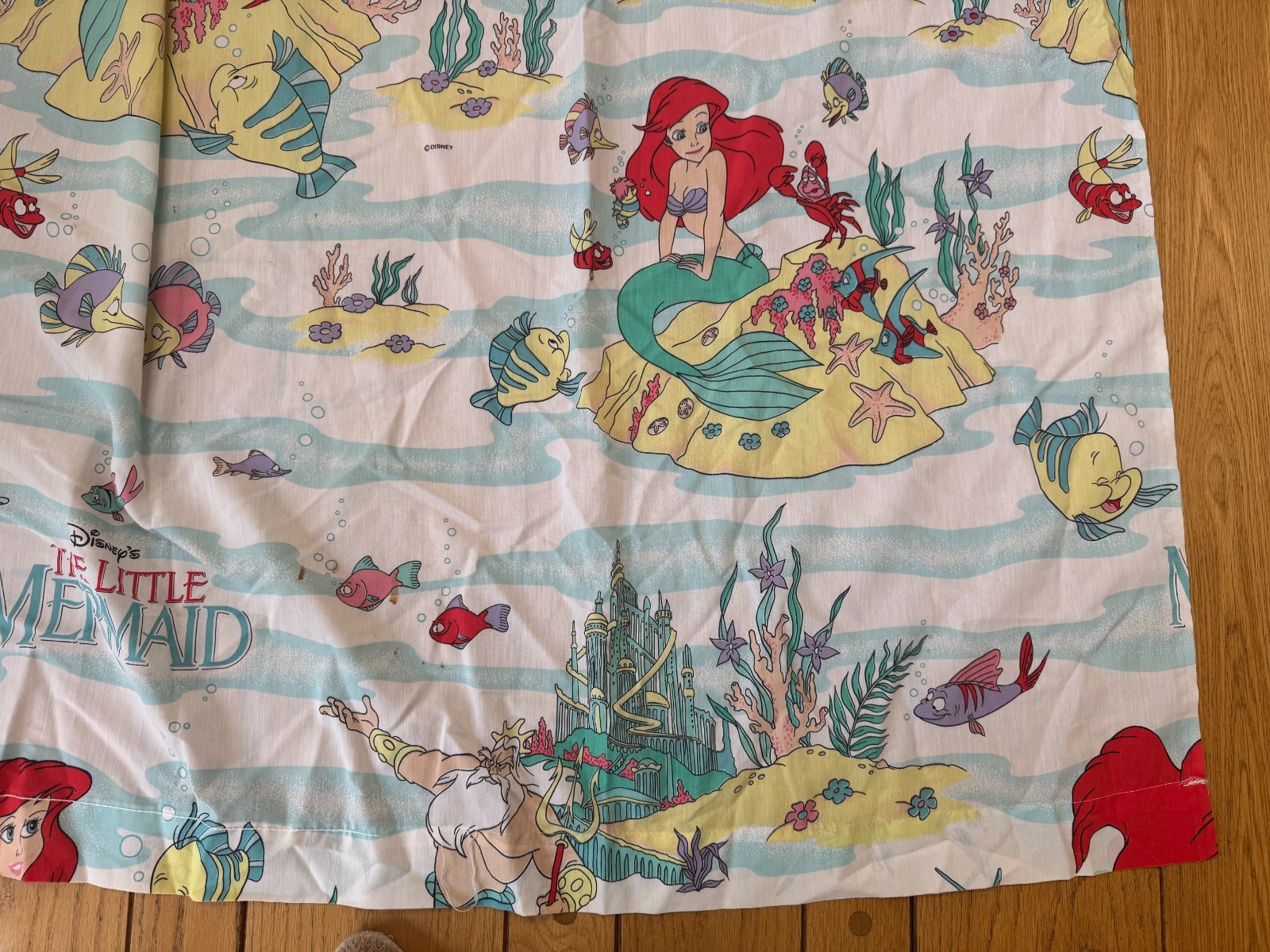 Vintage 90s Disney The Little Mermaid Twin Flat Sheet Only Poly Cotton: READ