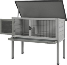 Conigliera Rialzata in Legno da Esterni 84x43x70 cm Grigio 0GYW75F Allmypets