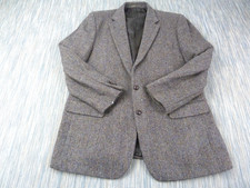 Vintage Harris Tweed Blazer 44L Grey Herringbone EWM Hand Woven 100 Anniversary