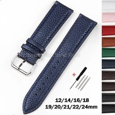 Leather Watch Strap for Men Women Replacement Cowhide Bracelet Lychee Pattern