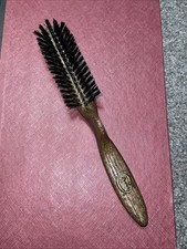 Vintage Goody Faux Wood Grain Hair Brush Nylon Bristles Thumb Grip Handle