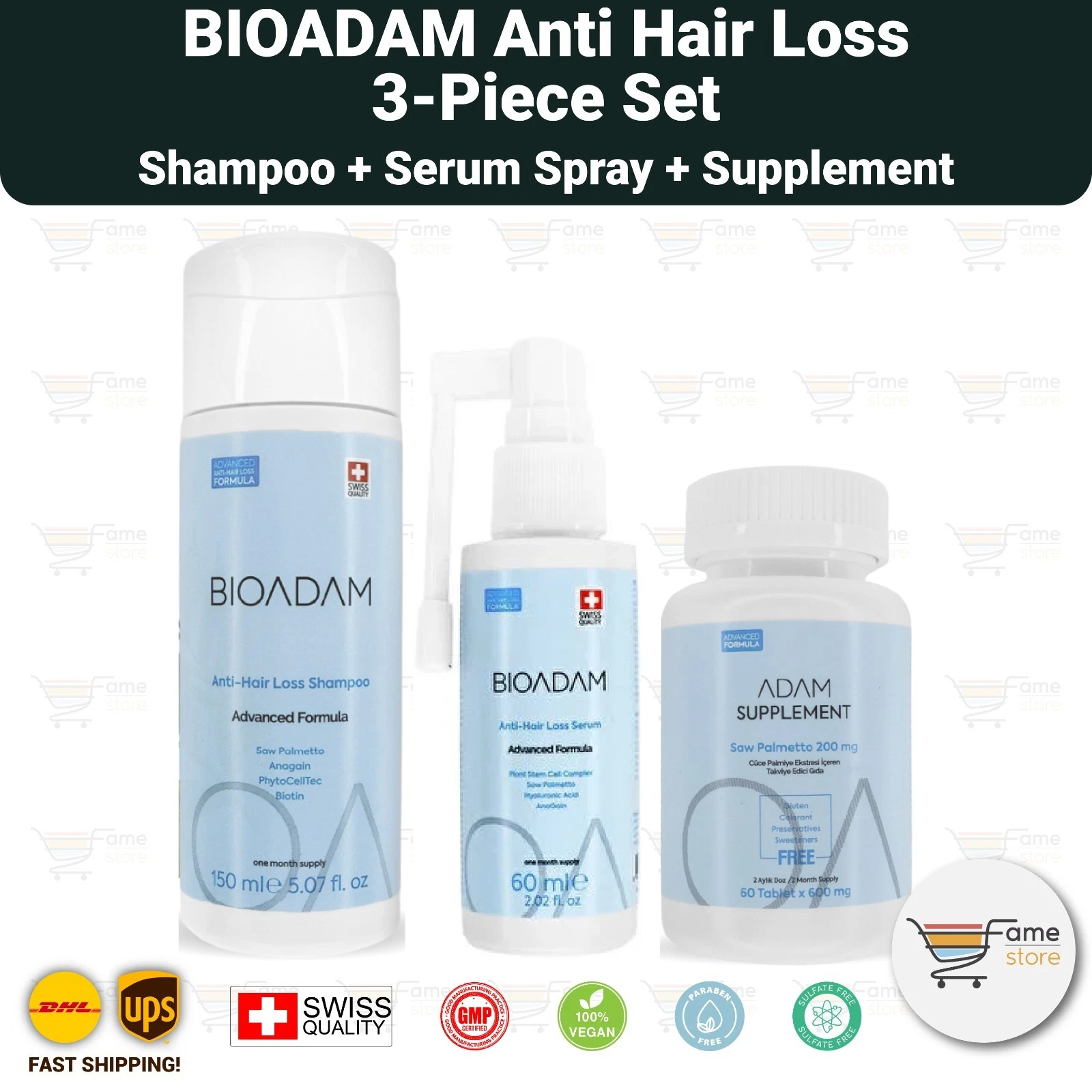 BIOADAM Advanced Formula Complete Set Against Hair Loss After Hair Transplant
