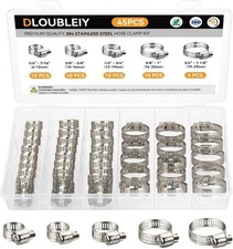 45PCS Hose Clamp Assortment Kit - Stainless Steel Hose Clamps with Worm Gear