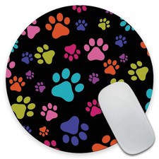 Non-Slip Round Mousepad, Multicolor Dog Paws Mouse Pad for Home, Office and G...