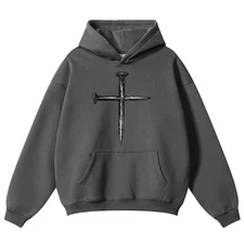 Christian Distressed Cross Hoodie - Unisex Casual Faith Graphic Sweatshirt