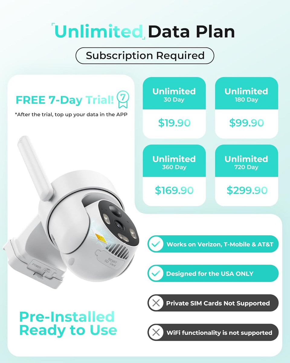 Solar 4G LTE Security Camera, 2K Night Vision, 360° PTZ, 2 Pack | eBay