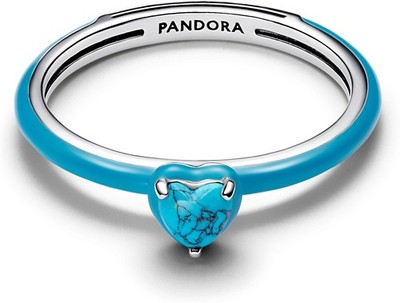Pandora Türkisfarbener Herz-Stein Ring 193828C01 Damenring
