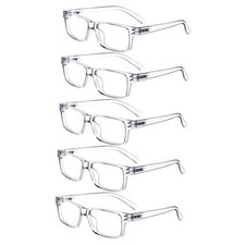 Glasses for Men Women Reading, Transparent Frame-5pcs All Clear Lens 1.5 x