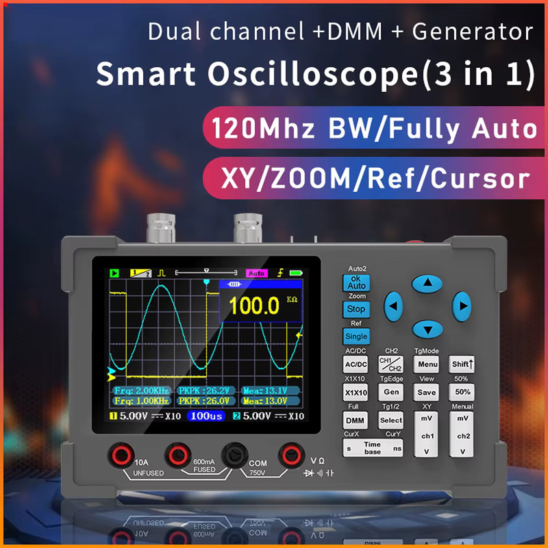 DSO3D12 3.2" Digital Oscilloscope Dual Channel 3-in-1 Tester Tool
