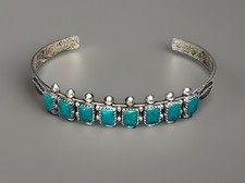 VINTAGE NAVAJO STERLING SILVER 925 TURQUOISE CHILD  S CUFF BRACELET 4.50in