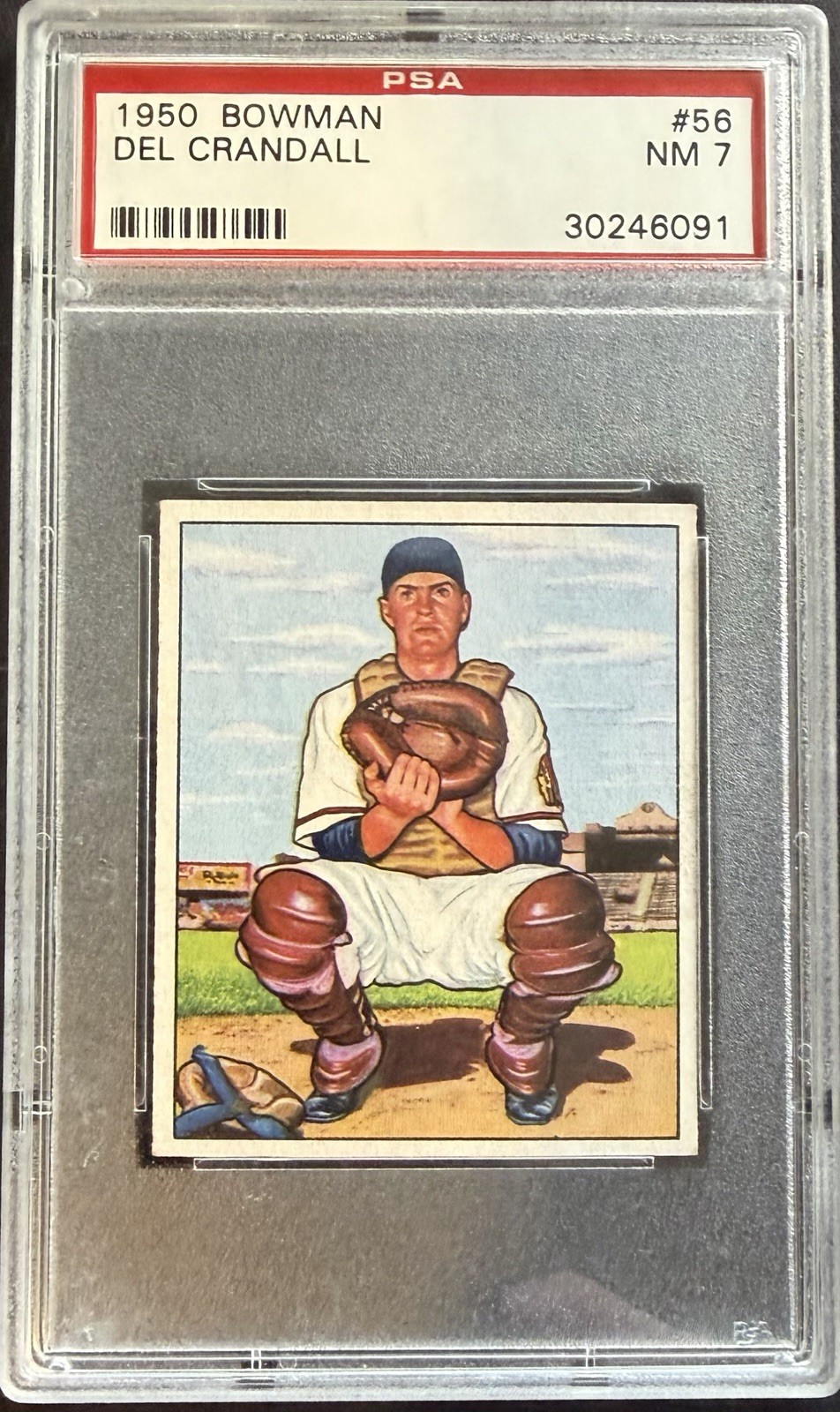 1950 Bowman Baseball DEL CRANDALL #56 PSA 7 Great Color and Centering!!!