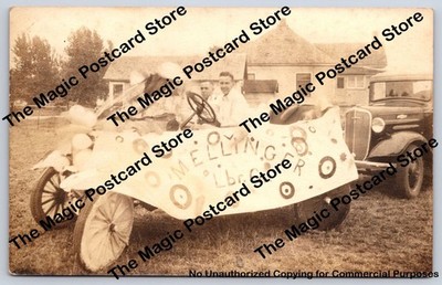 Mellinger Lumber Co. Parade Float Car RPPC Kalona Iowa Antique Photo ~1920s