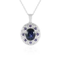 Cavill Halskette Blaue Stern Saphir 3,83Ct Oval 925 Silber Damen Schmuck