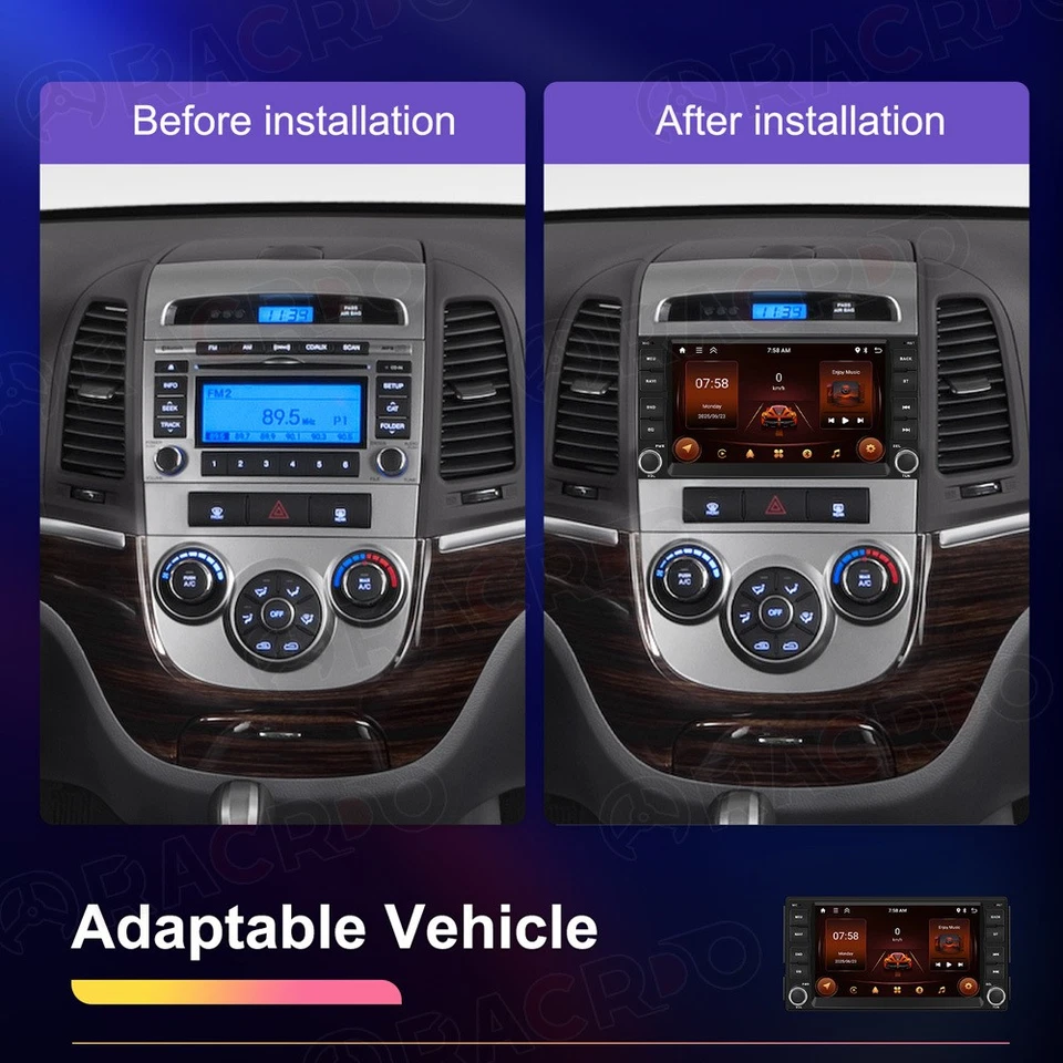 7" For Hyundai Santa Fe 2 2006-2012 Android 15 Car Stereo Radio GPS SWC Carplay Foto 2 de 4