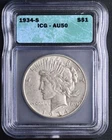 1934S Peace Dollar ICG AU50
