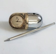Vintage Seiko Quartz Desk Clock And Pen, Retailed By Japan Airlines Ref UF517G