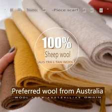 100% Wool Winter Scarf For Women Long Warm Cashmere Scarve Solid Lady Shawl Wrap