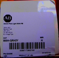 New Allen-Bradley 800H-QRH2Y 30mm Pilot Light 800H PB Yellow Lens. Sealed NEW.