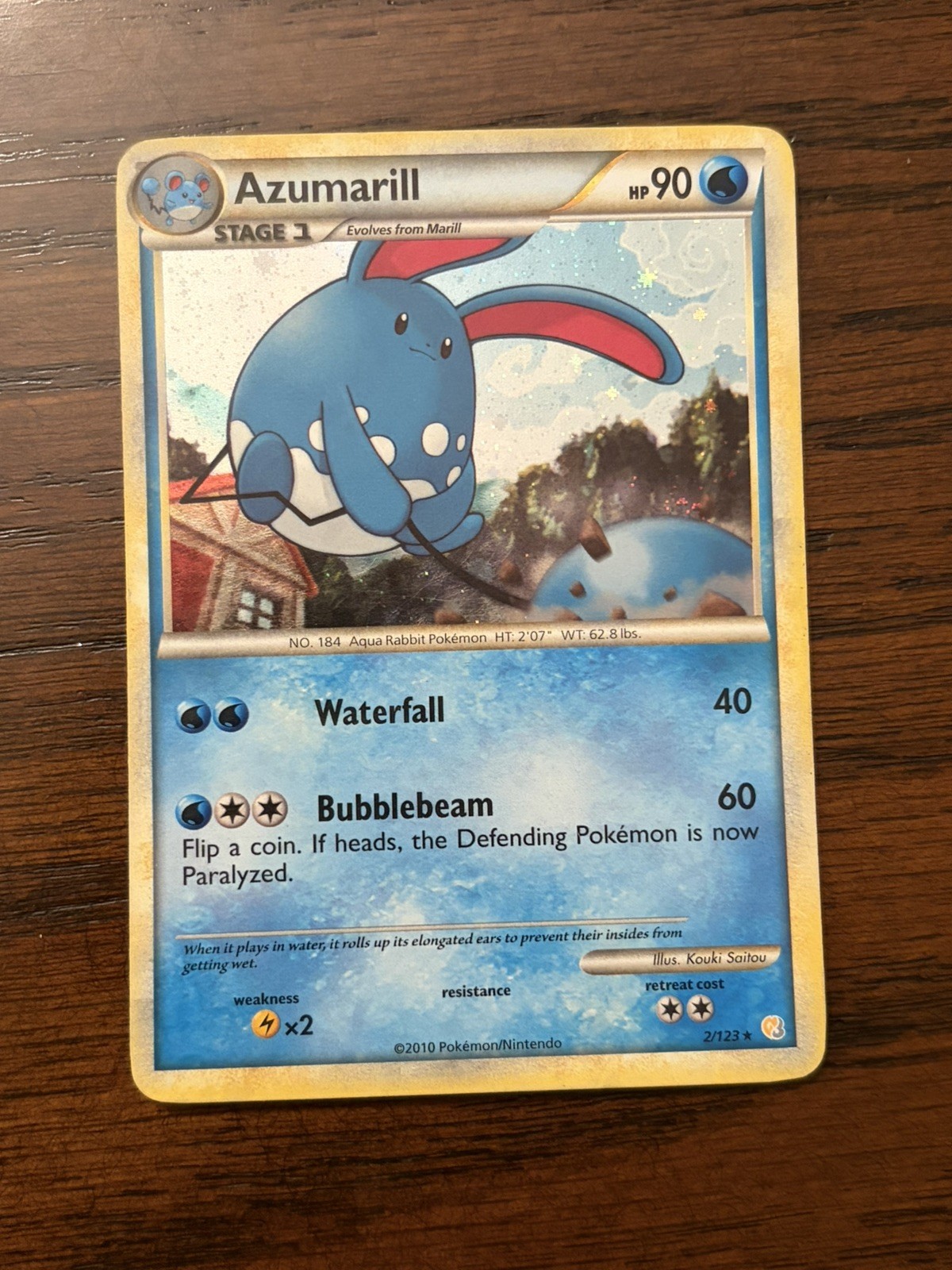 Azumarill 2/123 Holo Rare HeartGold & SoulSilver Pokemon NM