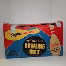 Vintage Empire Family Game Official Size Bowling Set - 10 Pins  2 Balls  Box