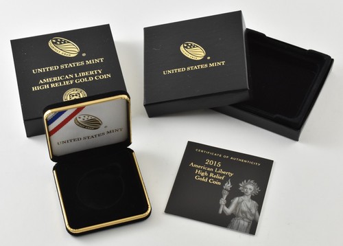 2015 American Liberty High Relief Gold Box & COA OGP - NO Coin