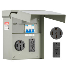 Temporary Power Outlet Panel, RV Electrical Breaker Box with Prewired 50 Amp 2