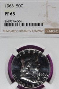 1963 NGC 50C PF67 FRANKLIN HALF DOLLAR #B52141