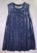 Poof Crushed Velvet Plus Size 3X Shift dress Blue Sleeveless Witchy Fairy Grunge