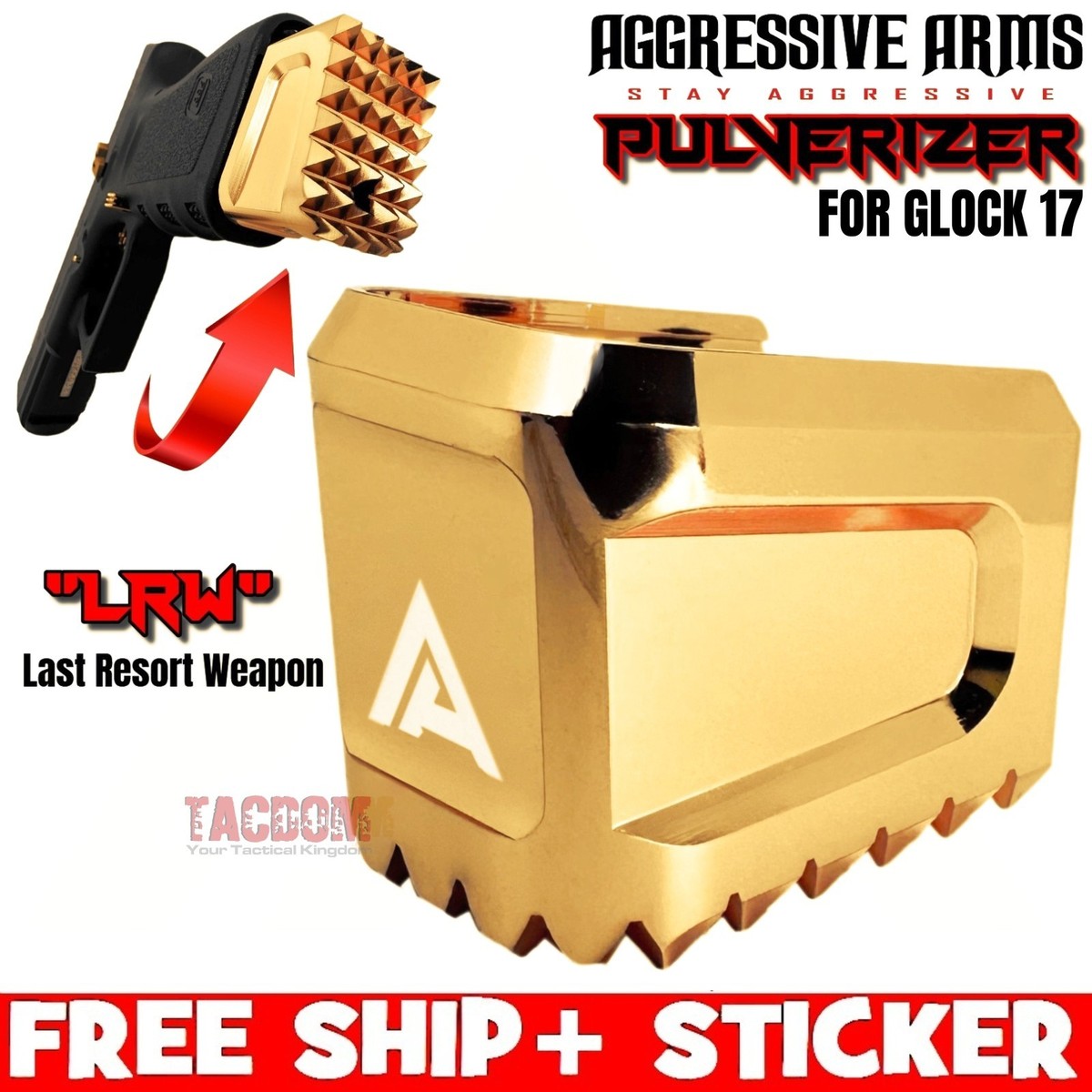 AGGRESSIVE ARMS PULVERIZER GOLD +0 MAGAZINE EXTENSION BASE PAD