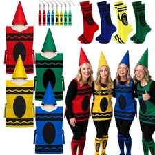 4 Sets Crayon Costume for Women, Teacher Group Halloween Costume