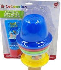 Cocomelon Bathtub Fun Body Wash And Stacking Cups 6 Piece Set Berry Scented 3 