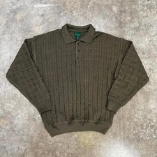 Vintage Brown Scandia Woods Polo Knit Sweater Size L