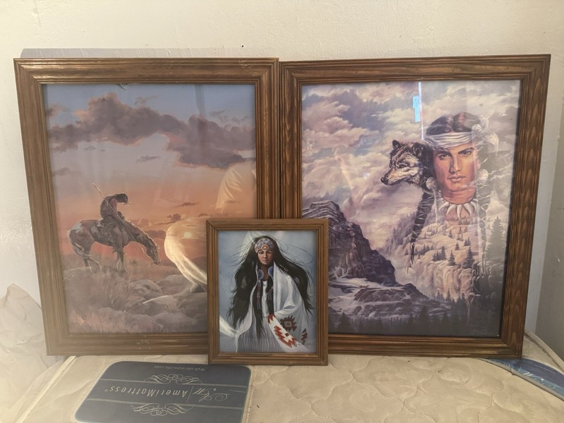 Lot Of 4 American Indian Portraits by M. Caroselli, Z. Garcia, Jonnie K. Kostoff