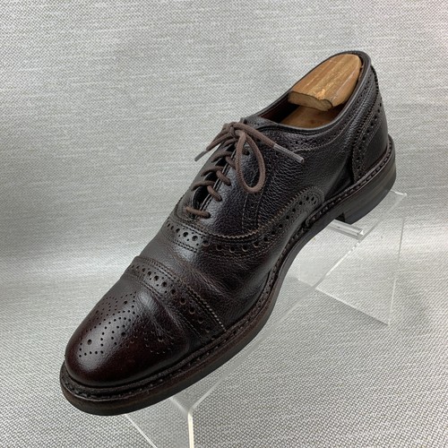Allen Edmonds Strandmok Oxford Brown Leather Cap Round Toe Brogue Lace Up Size 9 - Picture 4 of 12