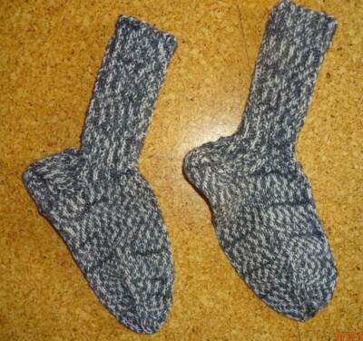 Socken handgestrickt mit Regia Cotton Color  28/ 29 grau natur mit Bauwolle