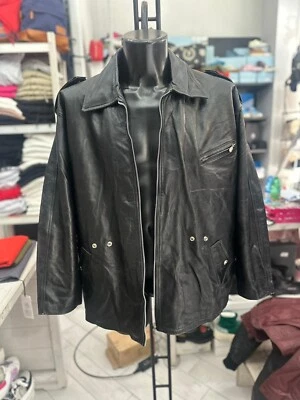 Ligne Cuir Par Matteo Veste En Cuir Homme Taille 50 Noir LLV1076 - Photo 1/4