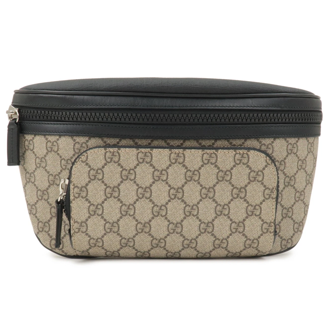 Auth GUCCI Body Bag Taille Sac Beige Noir GG Supreme Cuir 406372 Occasion
