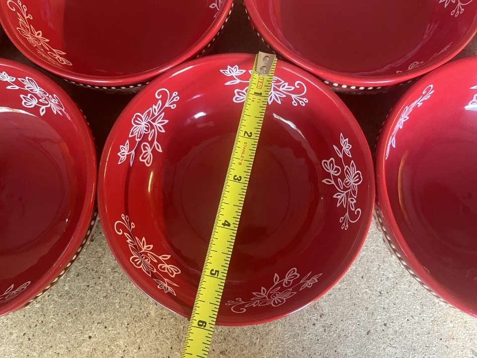 Juego de 7 Tentaciones Encaje Floral 16 Oz. Cuencos de helado de cereal tejido de cesta roja Foto 2 de 4