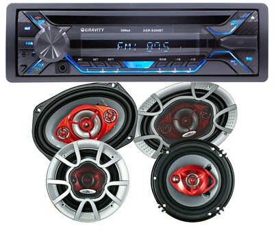 Gravity Car CD Player w/ Bluetooth AM FM USB SD + Soundxtreme  6.5 & 6X9 Speaker