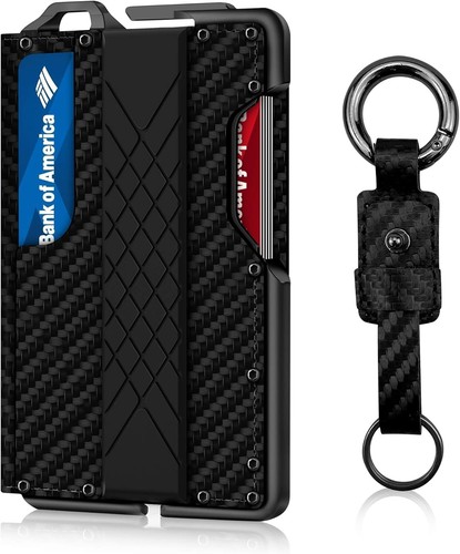 Tactical Minimalist Wallet for Men, Slim RFID-Blocking Metal Card Holder, Fro... - Picture 2 of 7