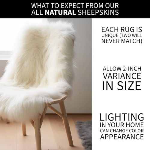 Natural Fluffy Sheepskin Rug - 2' x 3' - Perfect for Bedroom & Living Room - Picture 8 of 11
