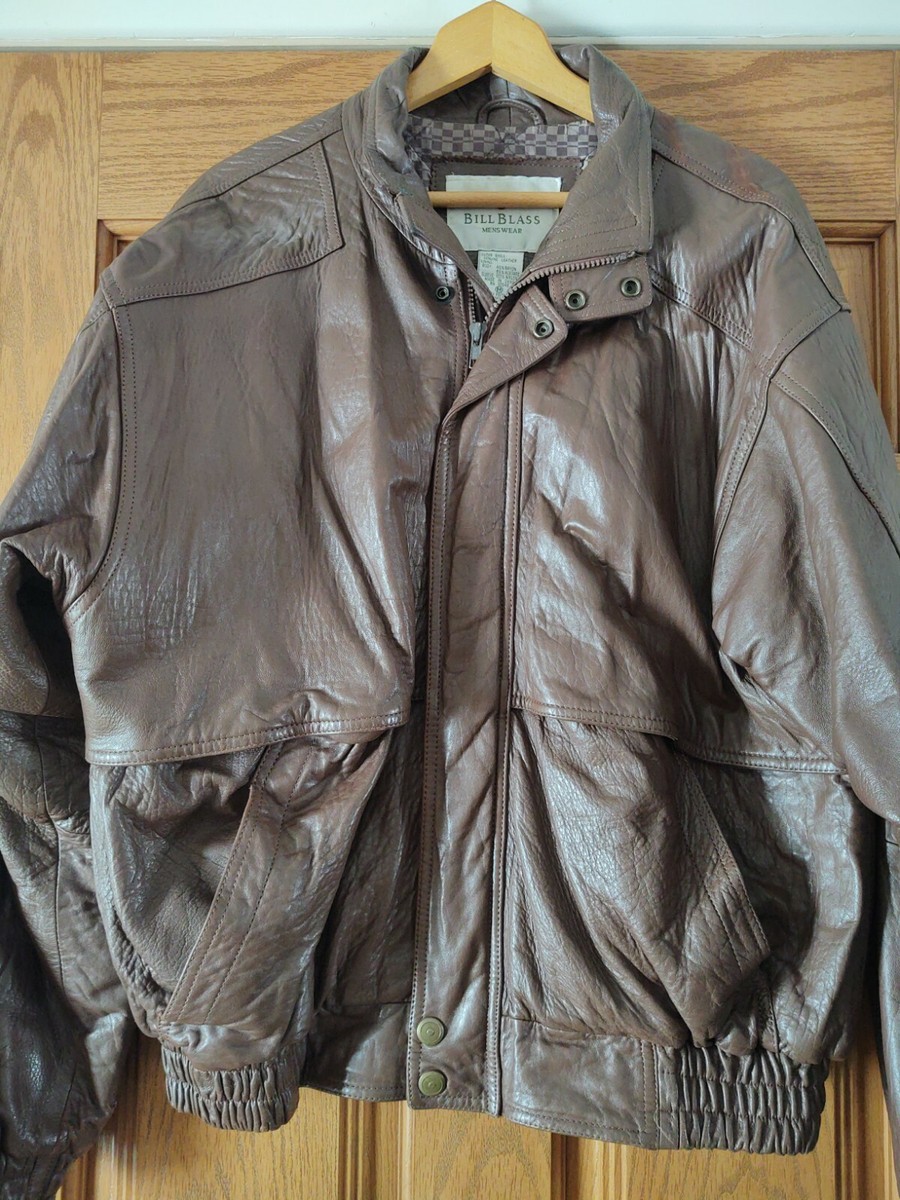 Bill Blass VINTAGE Brown Bomber Leather Jacket Men's Medium Bill Blass VINTAGE Brown Bomber Leather Jacket Men's Medium